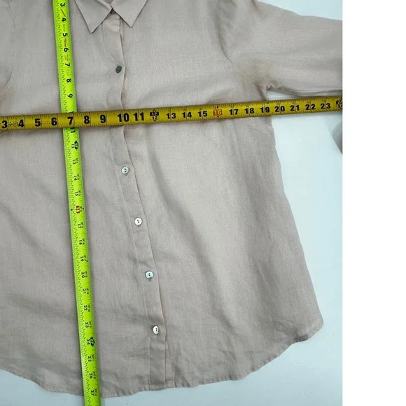 J Jill Womens Love Linen Blouse Peach Button Up Shirt Minimalist Quiet Luxury - Picture 5 of 9